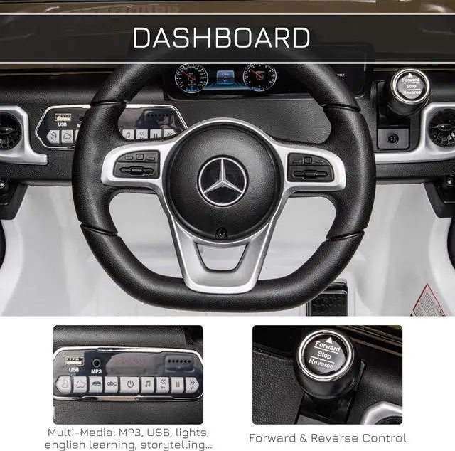 Alt view image 4 of 7 - Aosom 12V Kids Electric Car, Mercedes Benz G500 Licensed Battery Powered Ride on Truck for Kids with Remote Control, Headlights, Music, Suspension & Storage for Boys and Girls, White