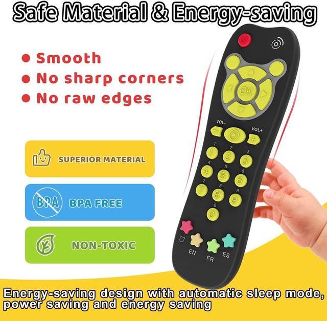 Alt view image 3 of 7 - KALUYA Baby TV Remote Toy, Toddlers Remote Control Toy Kids Realistic Play Remote Early Educational Baby Musical Toys with Light and Sound English French Spanish for Infant Boys Girls 6 Month+, Black