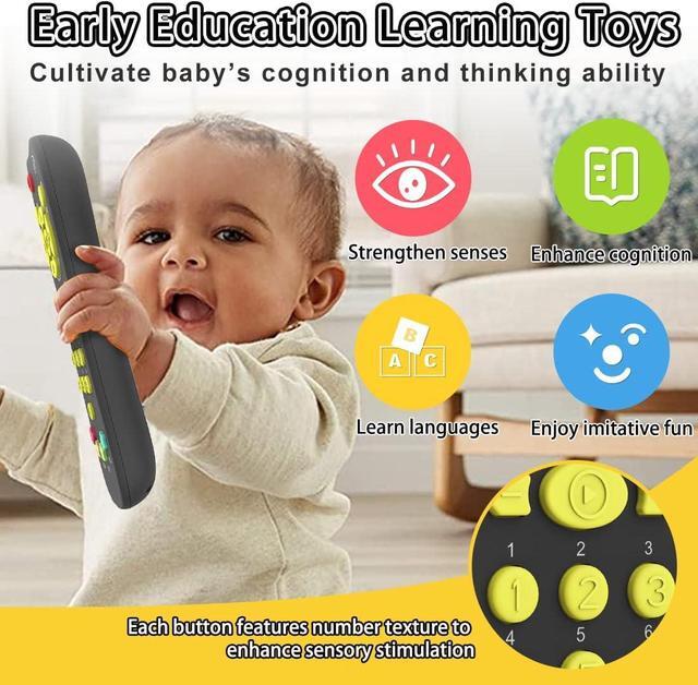 Alt view image 5 of 7 - KALUYA Baby TV Remote Toy, Toddlers Remote Control Toy Kids Realistic Play Remote Early Educational Baby Musical Toys with Light and Sound English French Spanish for Infant Boys Girls 6 Month+, Black