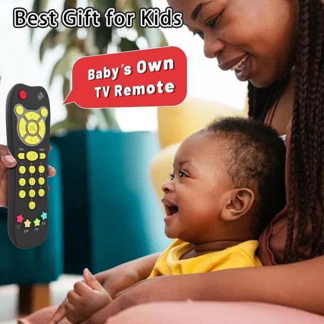 Alt view image 6 of 7 - KALUYA Baby TV Remote Toy, Toddlers Remote Control Toy Kids Realistic Play Remote Early Educational Baby Musical Toys with Light and Sound English French Spanish for Infant Boys Girls 6 Month+, Black