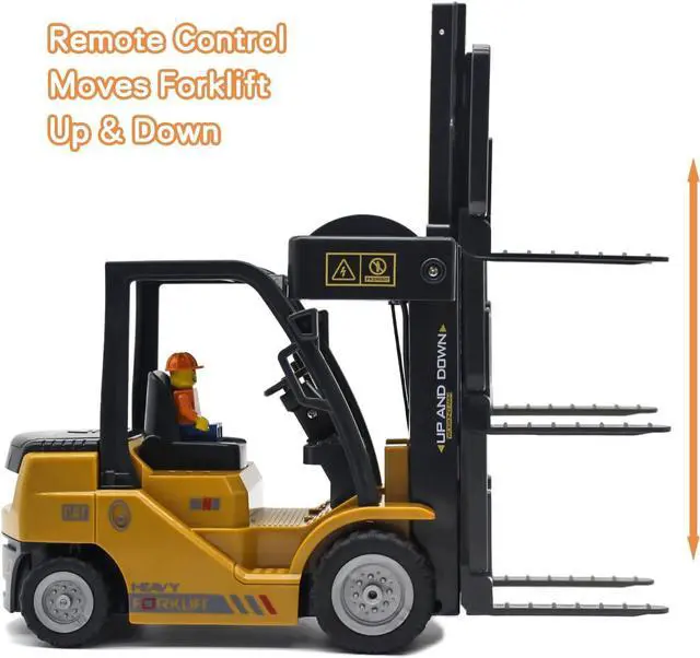 Alt view image 2 of 7 - Remote Control Forklift,11 Channel Electric Rc Forklift Construction Toys,w/Boxes/Sound and Light Spray, Two Rechargeable Batteries & Charger, Engineering Car Toy Boy Gift