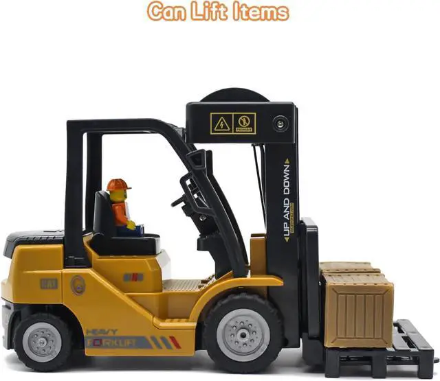 Alt view image 3 of 7 - Remote Control Forklift,11 Channel Electric Rc Forklift Construction Toys,w/Boxes/Sound and Light Spray, Two Rechargeable Batteries & Charger, Engineering Car Toy Boy Gift