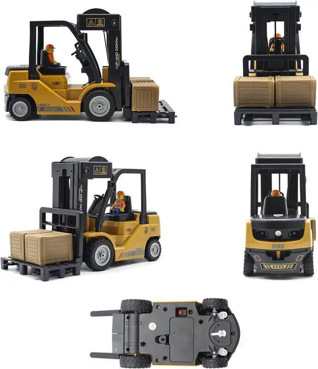 Alt view image 4 of 7 - Remote Control Forklift,11 Channel Electric Rc Forklift Construction Toys,w/Boxes/Sound and Light Spray, Two Rechargeable Batteries & Charger, Engineering Car Toy Boy Gift