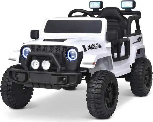 Main image of Joywhale 12V Kids Ride on Truck Battery Powered Motorized Car Electric Vehicle for Kids, with Remote Control, 4-Wheel Suspension, LED Lights, Music & FM, Seat Belt, Portable Handle, White