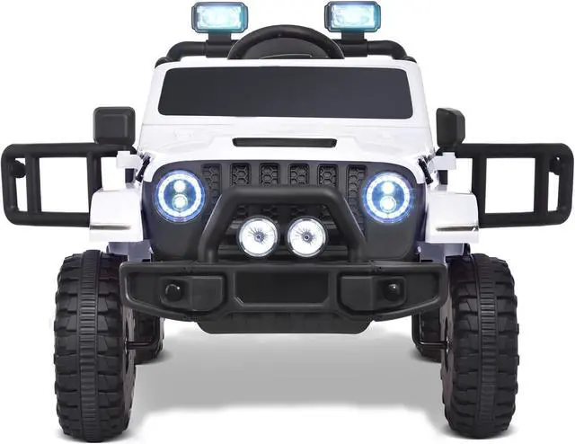 Alt view image 6 of 7 - Joywhale 12V Kids Ride on Truck Battery Powered Motorized Car Electric Vehicle for Kids, with Remote Control, 4-Wheel Suspension, LED Lights, Music & FM, Seat Belt, Portable Handle, White