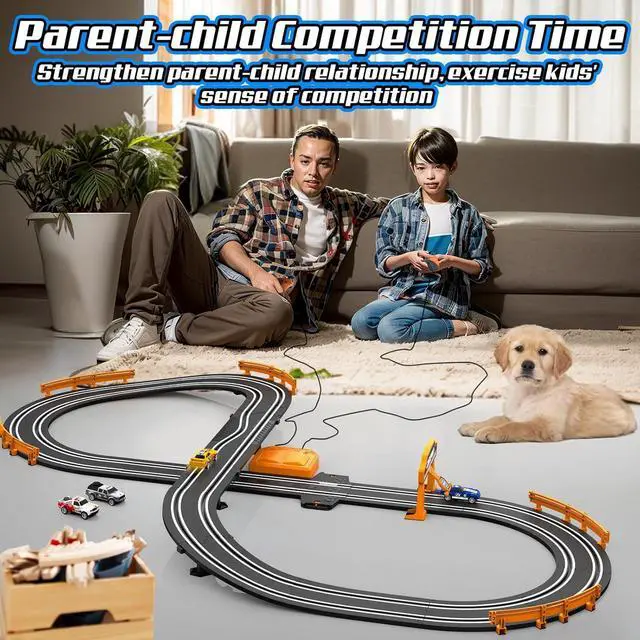 Alt view image 7 of 7 - Slot Car Race Track Sets for Boys, Race Car Track with 2 High-Speed Slot Cars, Battery or Electric Car Track, Dual Racing Game Lap Counter Track Sets, Toys Gifts for Boys Girls Ages 4 5 6 7 8-12