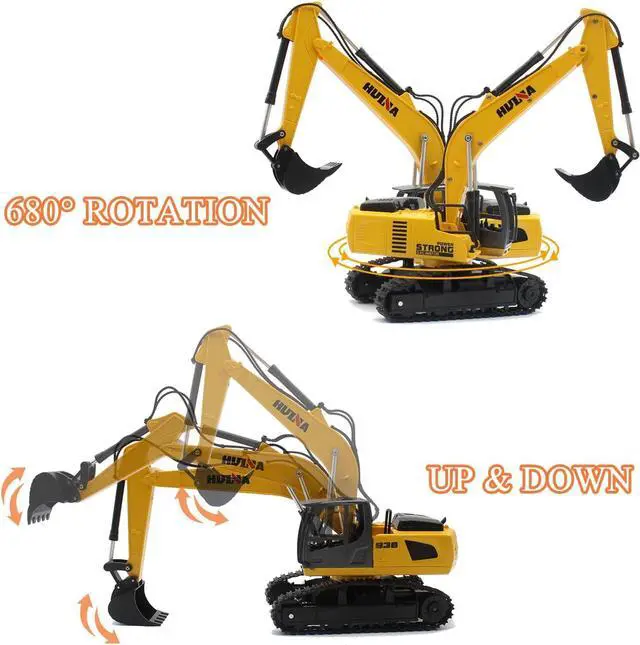 Alt view image 4 of 7 - Fistone RC Semi Truck & Excavator Toy Set, 2.4Ghz Remote Control Flatbed Truck with Excavator Toys, 1:24 RC Semi-Trailer Engineering Tractor with Sound and Lights, Construction Vehicles Toy for Boys