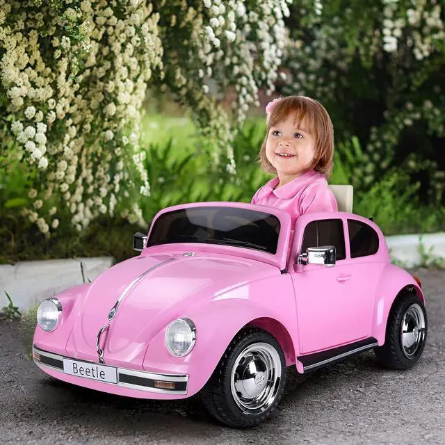 Alt view image 2 of 7 - Aosom Licensed Volkswagen Beetle Electric Kids Ride-On Car 6V Battery Powered Toy with Remote Control Music Horn Lights MP3 for 3-6 Years Old Pink