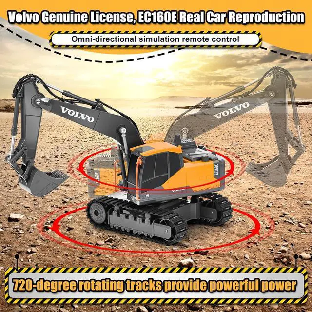 Alt view image 2 of 6 - DOUBLE E Volvo RC Excavator Remote Control Excavator Toy for Boys Full Function Construction Vehicles Toys with Shovel for Outdoor Play Sandbox Digger Toys Gifts for Kids