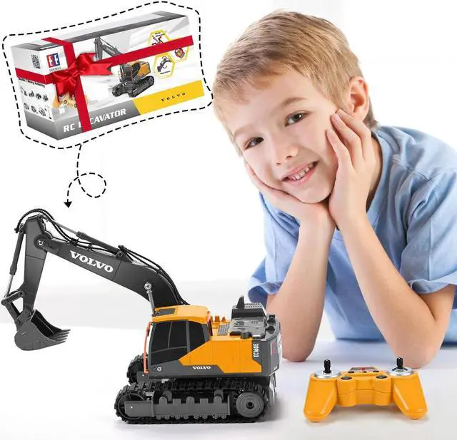 Alt view image 6 of 6 - DOUBLE E Volvo RC Excavator Remote Control Excavator Toy for Boys Full Function Construction Vehicles Toys with Shovel for Outdoor Play Sandbox Digger Toys Gifts for Kids