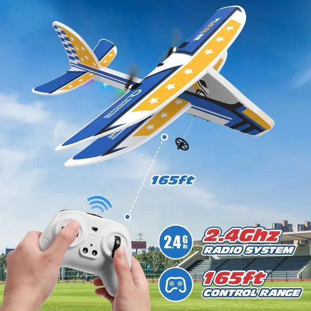 Alt view image 6 of 6 - DEERC RC Plane, 2.4GHZ Remote Control Airplane W/ 3 Batteries & 6-axis Gyro Stabilizer, 2CH RTF RC Glider Toy for Beginners Kids Boys Girls Adults