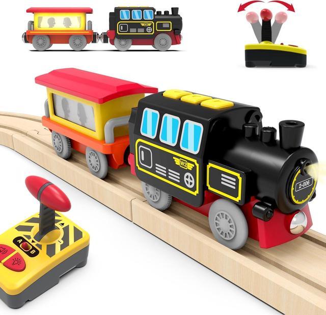 Motorized Train for Wooden Track Remote Control Train with Magnetic Connection Battery Operated Locomotive Train for Toddlers Compatible with Thomas Brio Chuggington Newegg