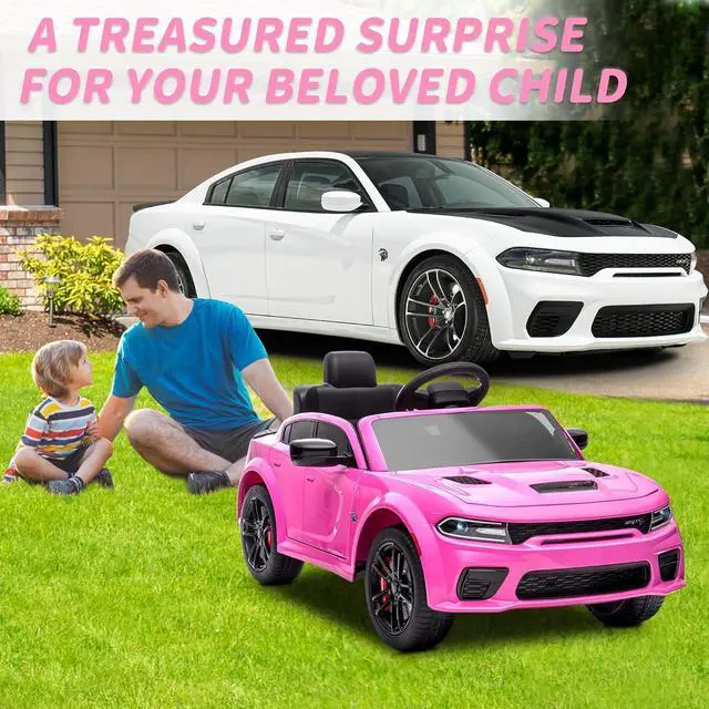 Alt view image 2 of 6 - SEGMART 12V Kids Ride on Car Licensed Dodge Charger Electric Car for Kids with Remote Control, 3 Speed Kids Electric Vehicles with Suspension System, LED Light, MP3 & Bluetooth (Pink)
