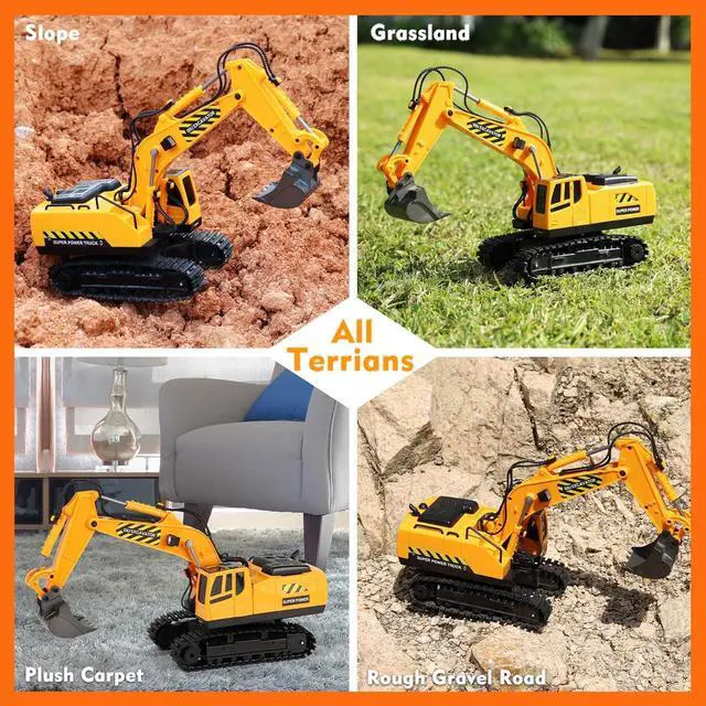 Alt view image 6 of 7 - RC Toys Construction Excavator Car: Kids Birthday Gift for Boys Girls 4 5 6 7 8 9+ Year Old Truck Dump Best Toddler Sand Play Vehicles Set Age 4-8