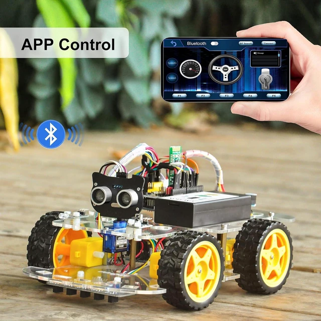 Alt view image 3 of 7 - Robot Car Starter Kit, STEM Remote Controlled App Motorized Robotics for Building Programming & Learning to Code, IOT DIY for Teens & Adults