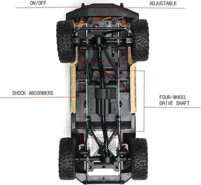 Alt view image 6 of 7 - The perseids RC Rock Crawler WPL C24 RTR 1/16 Pickup Trucks Blue with LED Lights 2.4Ghz 4x4 Off-Road RC Semi Trucks All Terrain Car, RC Crawler Remote Control Truck for Adults