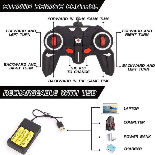 Alt view image 3 of 7 - Remote Control Car, Rc Car Transform Robot Rechargeable 360°Rotating Stunt 1:18 Deformation Racing Car Toy with Cool Sound & Light, One Button Deformation into Robot