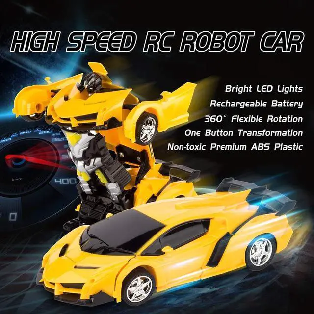 Alt view image 4 of 7 - Remote Control Car, Rc Car Transform Robot Rechargeable 360°Rotating Stunt 1:18 Deformation Racing Car Toy with Cool Sound & Light, One Button Deformation into Robot