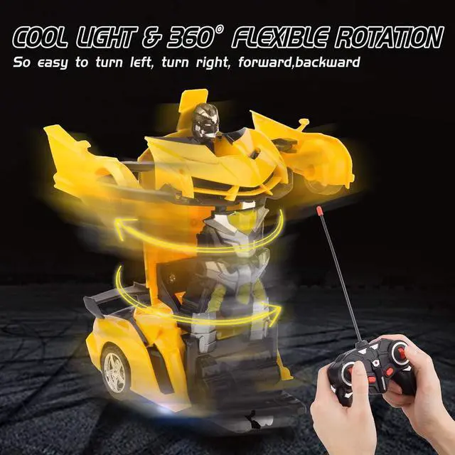 Alt view image 5 of 7 - Remote Control Car, Rc Car Transform Robot Rechargeable 360°Rotating Stunt 1:18 Deformation Racing Car Toy with Cool Sound & Light, One Button Deformation into Robot