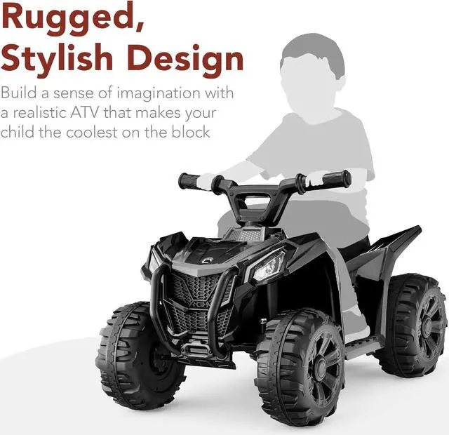 Alt view image 3 of 7 - Best Choice Products 6V Kids Ride On Toy, 4-Wheeler Quad ATV Play Car w/ 1.8MPH Max Speed, Treaded Tires, Rubber Handles, Push-Button Accelerator - Black
