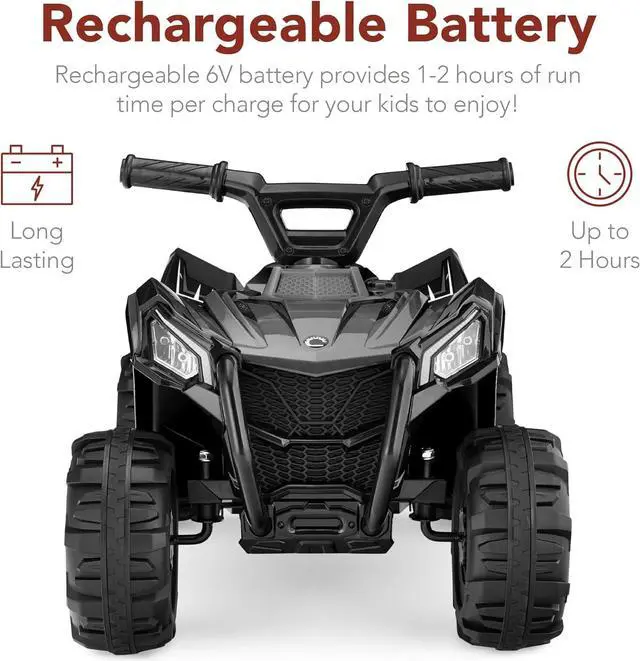 Alt view image 4 of 7 - Best Choice Products 6V Kids Ride On Toy, 4-Wheeler Quad ATV Play Car w/ 1.8MPH Max Speed, Treaded Tires, Rubber Handles, Push-Button Accelerator - Black
