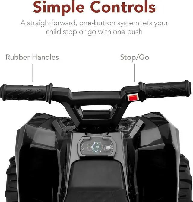 Alt view image 6 of 7 - Best Choice Products 6V Kids Ride On Toy, 4-Wheeler Quad ATV Play Car w/ 1.8MPH Max Speed, Treaded Tires, Rubber Handles, Push-Button Accelerator - Black