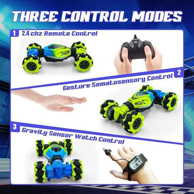 Alt view image 5 of 7 - Gesture RC Car for Boys Girls 6-12 Year 4WD Remote Control Car 360° Rotate Off-Road Drift Hand Controlled Twist Cars with Light Music for Kids Toy Birthday Xmas Gift