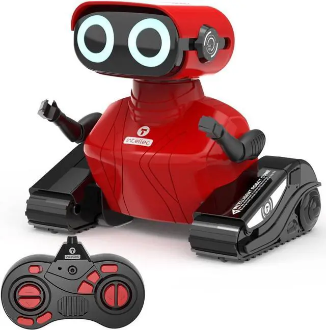 Main image of GILOBABY Robot Toys, Remote Control Robot Toy, RC Robots for Kids with LED Eyes, Flexible Head & Arms, Dance Moves and Music, Birthday Gifts for Girls Ages 3+ Years (Red)