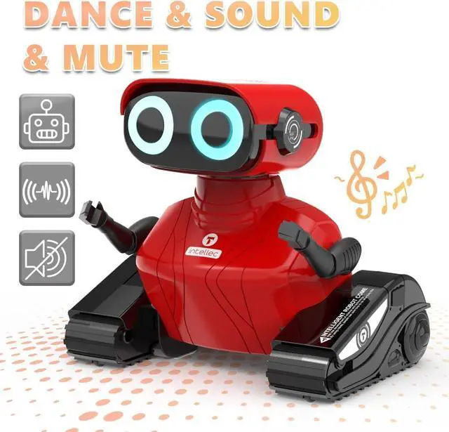 Alt view image 4 of 7 - GILOBABY Robot Toys, Remote Control Robot Toy, RC Robots for Kids with LED Eyes, Flexible Head & Arms, Dance Moves and Music, Birthday Gifts for Girls Ages 3+ Years (Red)