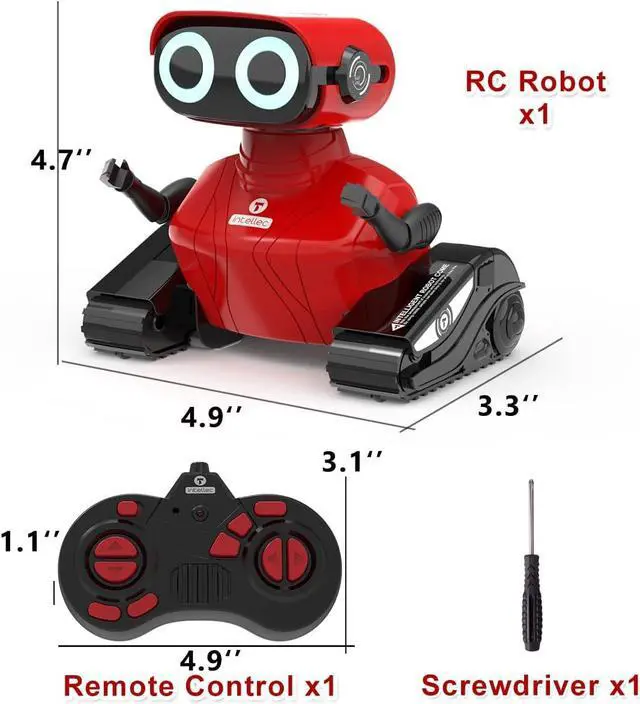 Alt view image 6 of 7 - GILOBABY Robot Toys, Remote Control Robot Toy, RC Robots for Kids with LED Eyes, Flexible Head & Arms, Dance Moves and Music, Birthday Gifts for Girls Ages 3+ Years (Red)