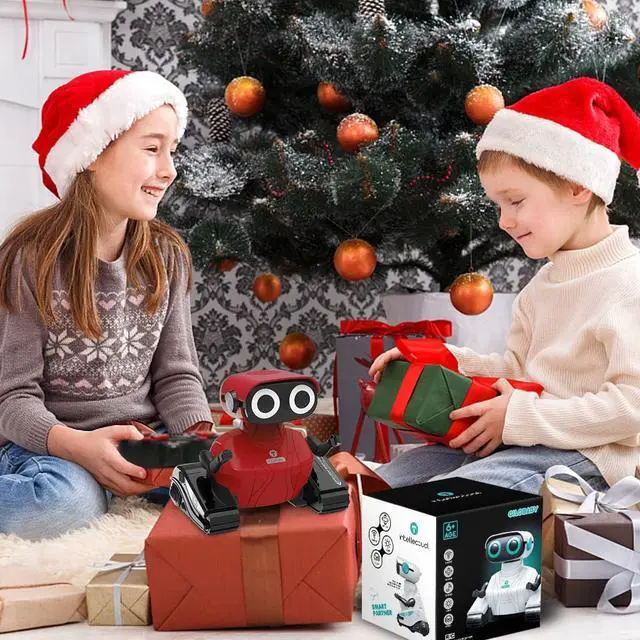 Alt view image 7 of 7 - GILOBABY Robot Toys, Remote Control Robot Toy, RC Robots for Kids with LED Eyes, Flexible Head & Arms, Dance Moves and Music, Birthday Gifts for Girls Ages 3+ Years (Red)