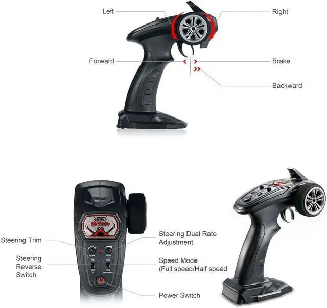 Alt view image 2 of 3 - HOSIM RC Car 2.4G Transmitter Assembly Accessory Spare Parts Remote Control 25-ZJ08 for Hosim 9125 9155 9156 Q903 RC Car