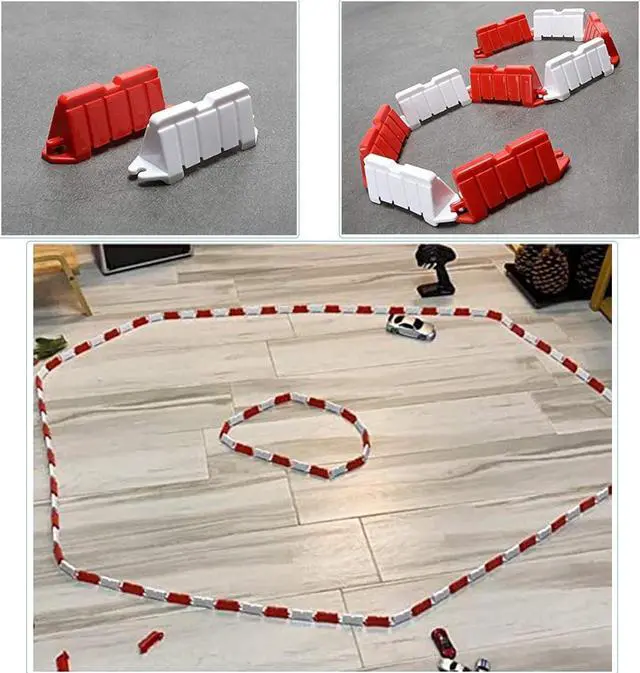 Alt view image 6 of 6 - Hobby Fans 120 Pieces RC Car Racing Track Drift Runway Drift Field Fence for 1/14 1/16 1/18 1/24 1/28 Mini RC Car (Red+White)