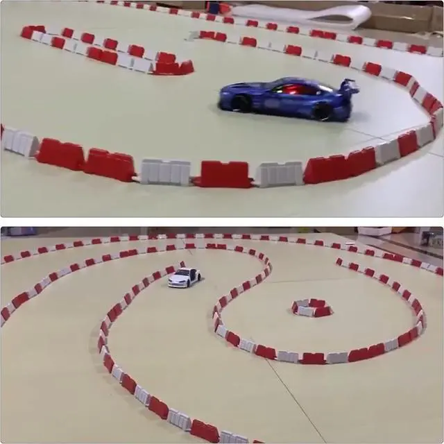 Alt view image 5 of 6 - Hobby Fans 120 Pieces RC Car Racing Track Drift Runway Drift Field Fence for 1/14 1/16 1/18 1/24 1/28 Mini RC Car (Red+White)