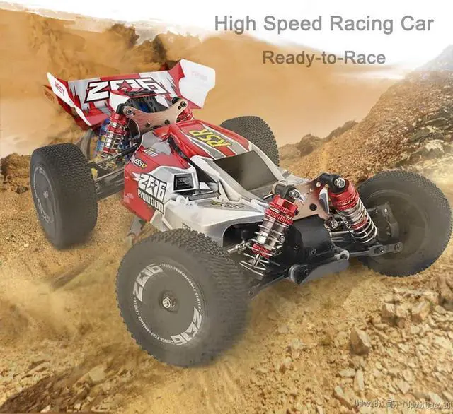 Alt view image 6 of 7 - GoolRC WLtoys 144001 RC Car, 4WD 2.4GHz 60km/h High Speed Remote Control Car Off-Road RC Trucks, 1:14 Scale RC Buggy with RTR Aluminum Alloy Chassis 550 Motor Gifts for Adults