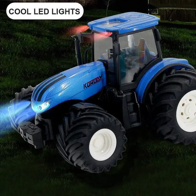 Alt view image 4 of 5 - RC Truck Farm Tractor with 2 Rechargeable Batteries - 2.4G 1/24 High Simulation Construction Vehicle with Dual Rotary Swath WindrowerRemote Control Toy with Lights, Hobby Model Toys for Kids 3-6