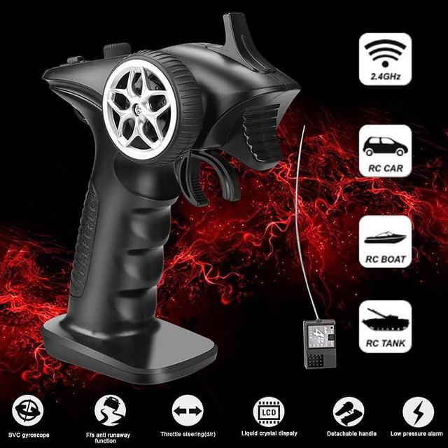 Alt view image 2 of 7 - 2.4ghz RC Controller 4CH RC Remote and Receiver Digital Radio Transmitter for 18 110 116 132 RC Car Boat Tank Crawler GA-4H-TX (Transmitter and Receiver Set), Black