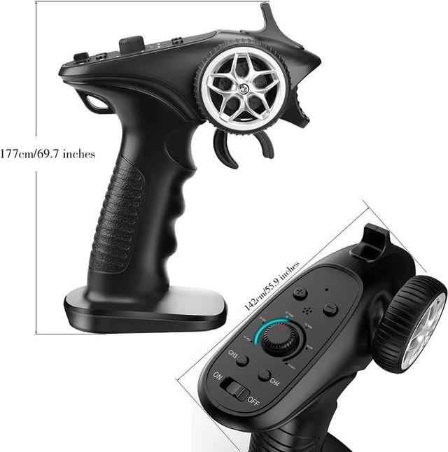 Alt view image 5 of 7 - 2.4ghz RC Controller 4CH RC Remote and Receiver Digital Radio Transmitter for 18 110 116 132 RC Car Boat Tank Crawler GA-4H-TX (Transmitter and Receiver Set), Black