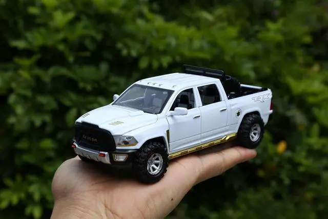 Alt view image 6 of 7 - SASBSC RAM 1500 Toy Trucks for Boys Age 3-5 Pickup Truck Toys for 3 4 5 6 7 8 Year Old Boys Diecast Trucks with Light and Sound Metal Toy Trucks Pull Back Toy Cars for 3+ Years Kids Gifts