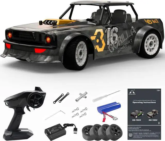 Main image of Remote Control Car, 1/16 Scale 30KM/H High Speed Fast RC Drift Car, 2.4Ghz Steering Control Full Scale Off-Road RC Car 4X4 Monster Truck Vehicle with Lights for Kids & Adults
