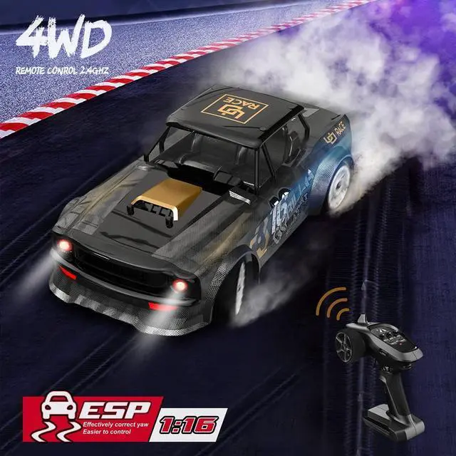 Alt view image 2 of 7 - Remote Control Car, 1/16 Scale 30KM/H High Speed Fast RC Drift Car, 2.4Ghz Steering Control Full Scale Off-Road RC Car 4X4 Monster Truck Vehicle with Lights for Kids & Adults