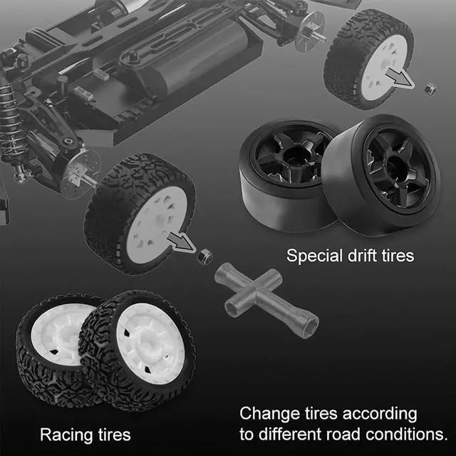 Alt view image 5 of 7 - Remote Control Car, 1/16 Scale 30KM/H High Speed Fast RC Drift Car, 2.4Ghz Steering Control Full Scale Off-Road RC Car 4X4 Monster Truck Vehicle with Lights for Kids & Adults