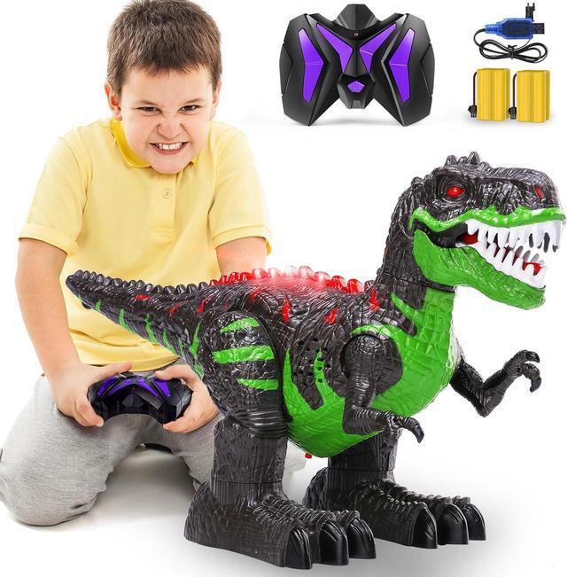 Alt view image 3 of 7 - TEMI Remote Control Dinosaur Toys for Boys 3 4 5 6 7 8 Years, Electric Stunt RC Walking T-rex Toy with Light and Sounds, Rechargeable Battery, 360° Rotating, Birthday Gift for Kids