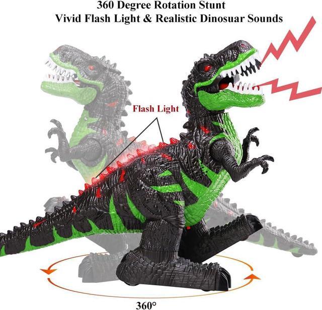 Alt view image 5 of 7 - TEMI Remote Control Dinosaur Toys for Boys 3 4 5 6 7 8 Years, Electric Stunt RC Walking T-rex Toy with Light and Sounds, Rechargeable Battery, 360° Rotating, Birthday Gift for Kids