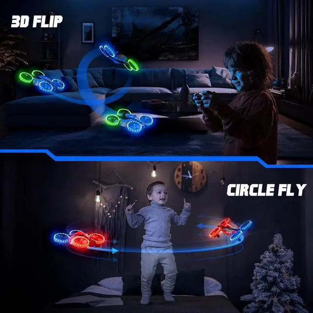 Alt view image 2 of 6 - Drones for Kids, 3in1 Battle Drone with LED Lights, 3D Flip, Circle Fly, Altitude Hold, Remote Control Car Functions, Mini Drone for Boys Girls 4-8 6-12 Christmas and Birthday Gifts