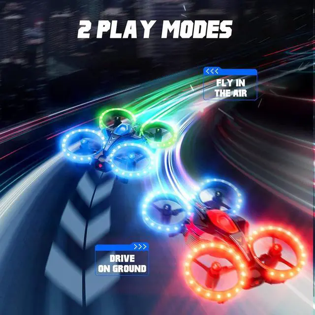 Alt view image 5 of 6 - Drones for Kids, 3in1 Battle Drone with LED Lights, 3D Flip, Circle Fly, Altitude Hold, Remote Control Car Functions, Mini Drone for Boys Girls 4-8 6-12 Christmas and Birthday Gifts