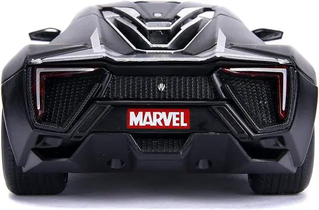 Alt view image 2 of 4 - Rubber Marvel Black Panther & Lykan Hypersport Die-cast Car, 1:24 ScaleVehicle & 2.75 Collectible Figurine