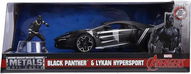 Alt view image 4 of 4 - Rubber Marvel Black Panther & Lykan Hypersport Die-cast Car, 1:24 ScaleVehicle & 2.75 Collectible Figurine