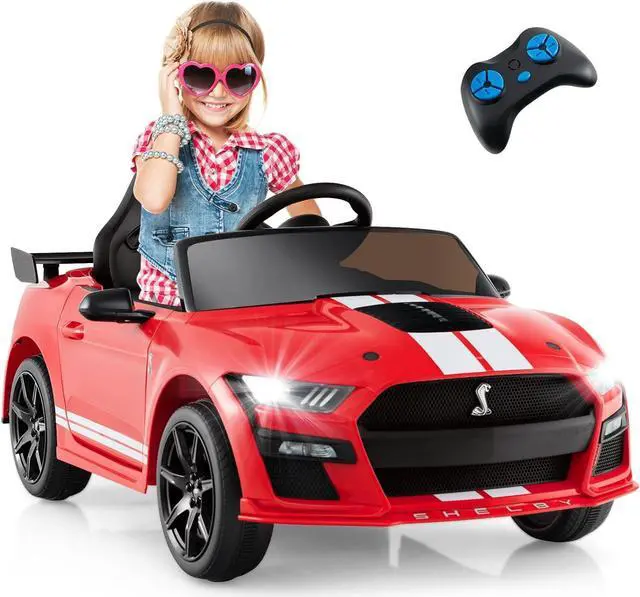 Main image of Licensed Ford Mustang GT500 Ride on Car for Kids by INFANS, Battery Powered Electric Vehicle with Remote Control, Headlight, Power Display, USB, Music, Electric Car for Kids to Drive Age 3+ (Red)