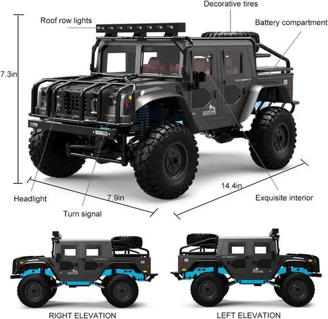 Alt view image 5 of 5 - The perseids RC Truck RC Rock Crawler 1/12 Full Scale 4WD Remote Control Car Racing Vehicle Semi Truck and Trailer, 20km/h Offroad RC Truck RTR Climb Model Toys Hobby Grade RC Crawler with Metal